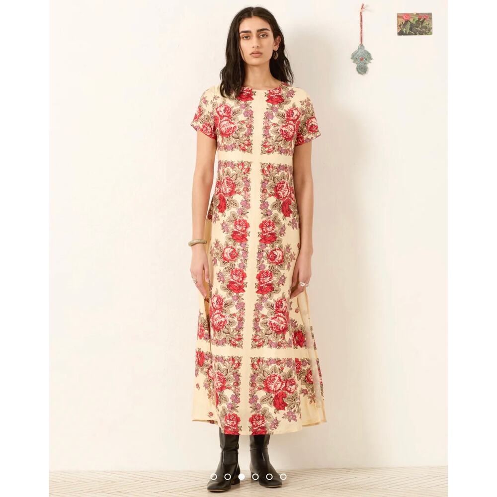 Alix Of Bohemia Rosebush Preeti Floral 100% Silk Dress Women’s Size S NWT